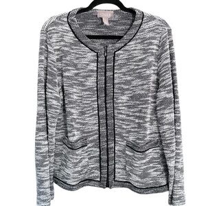 Chicos Women’s Marled Zip Jacket in Black White size Large